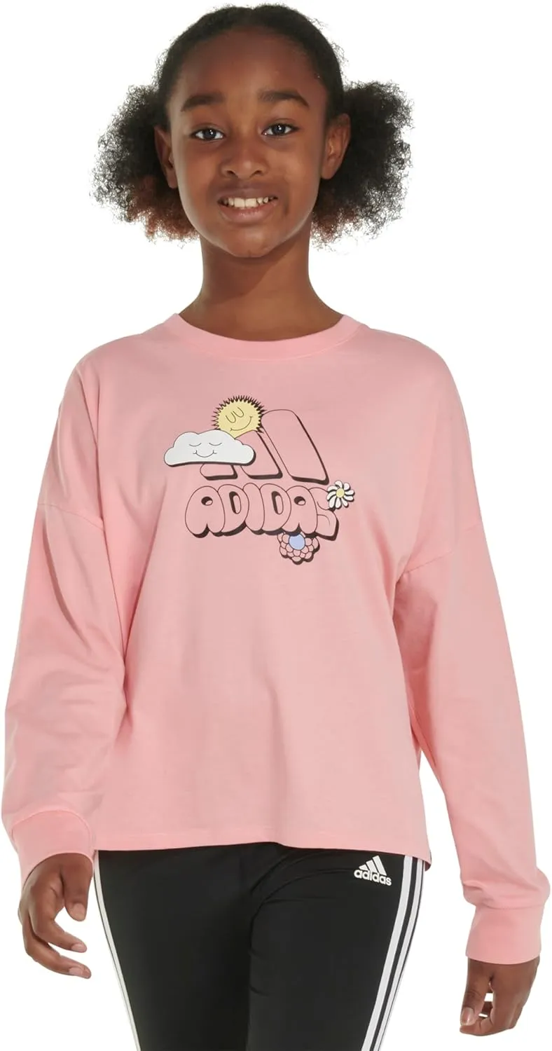 adidas Girls' Long Sleeve Waist Crew Tee T-Shirt