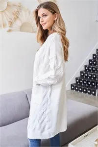 Cable Knit Cardigan Sweater in Ivory