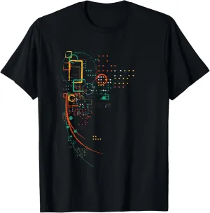 COlorful abstract line Art Drawing T-Shirt
