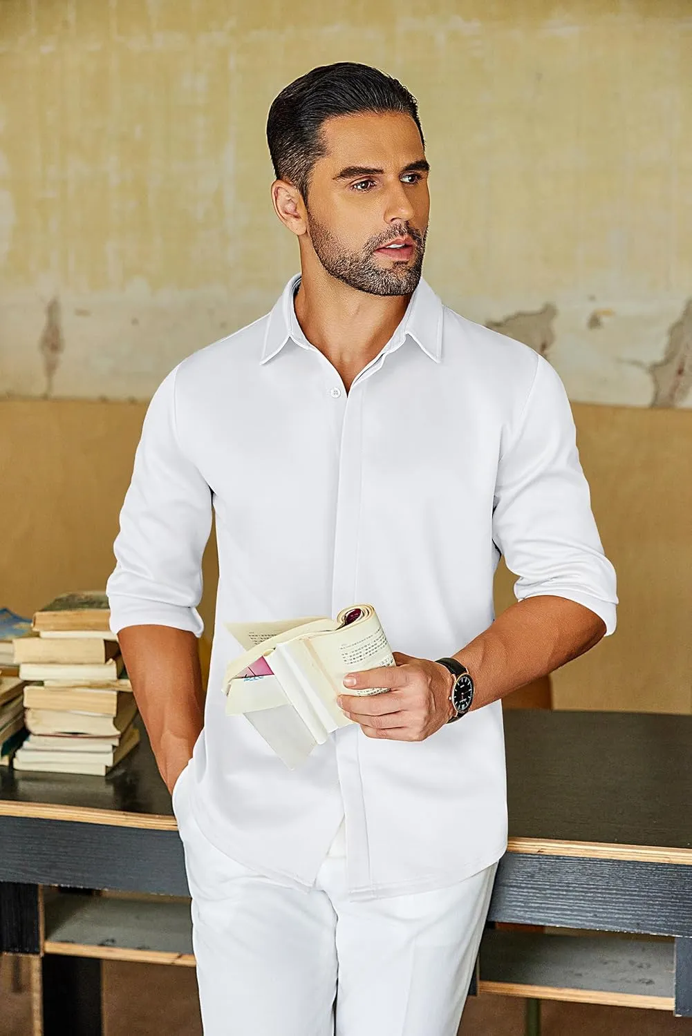 COOFANDY Mens Long Sleeve Wrinkle Free Shirts Casual Button Down Shirt Stretch Dress Shirt