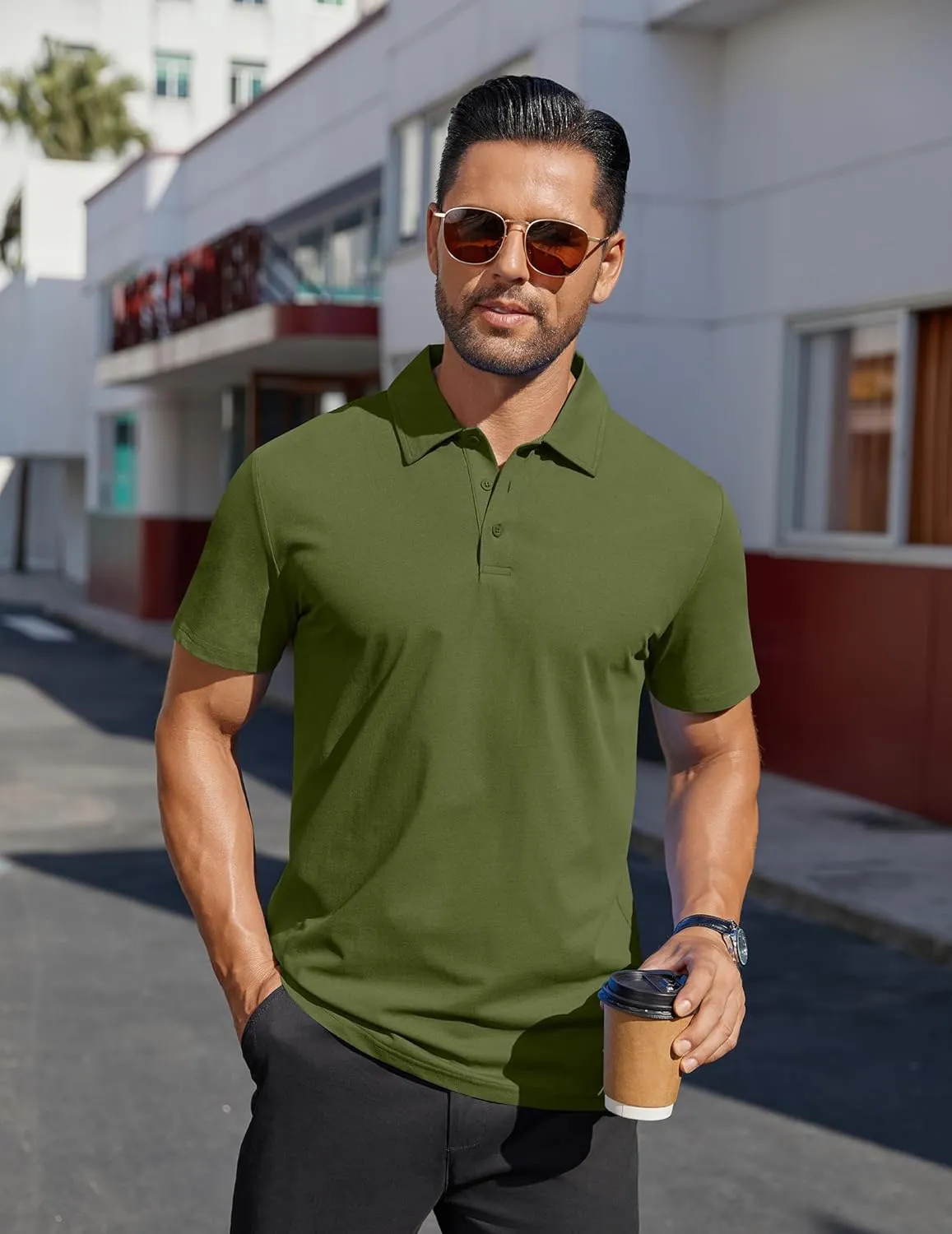 COOFANDY Men's Polo Shirts Short Sleeve Moisture Wicking Golf Shirt Fashion Casual Collared T-Shirt
