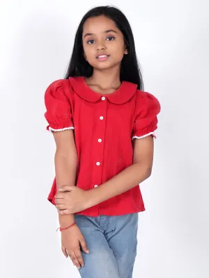 Cotton Peter Pan Collar Shirt Style Top