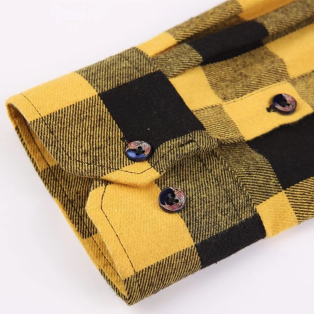 Flannel Plaid Shirt for Men - Regular-Fit Long-Sleeved Casual Button-Down Shirt