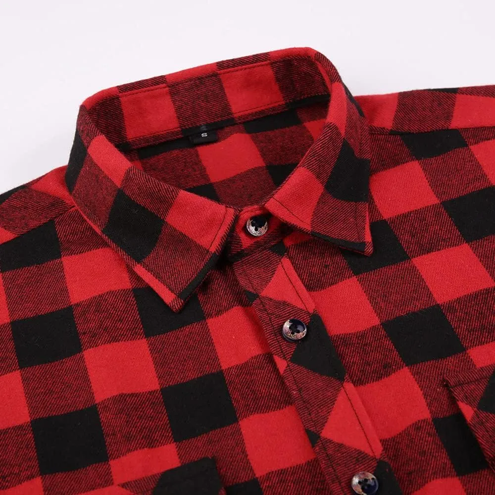 Flannel Plaid Shirt for Men - Regular-Fit Long-Sleeved Casual Button-Down Shirt