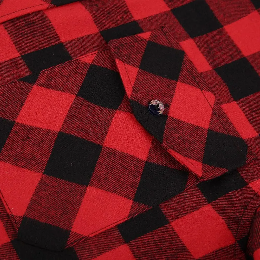 Flannel Plaid Shirt for Men - Regular-Fit Long-Sleeved Casual Button-Down Shirt