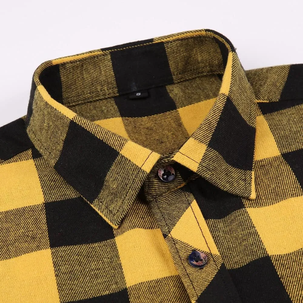 Flannel Plaid Shirt for Men - Regular-Fit Long-Sleeved Casual Button-Down Shirt
