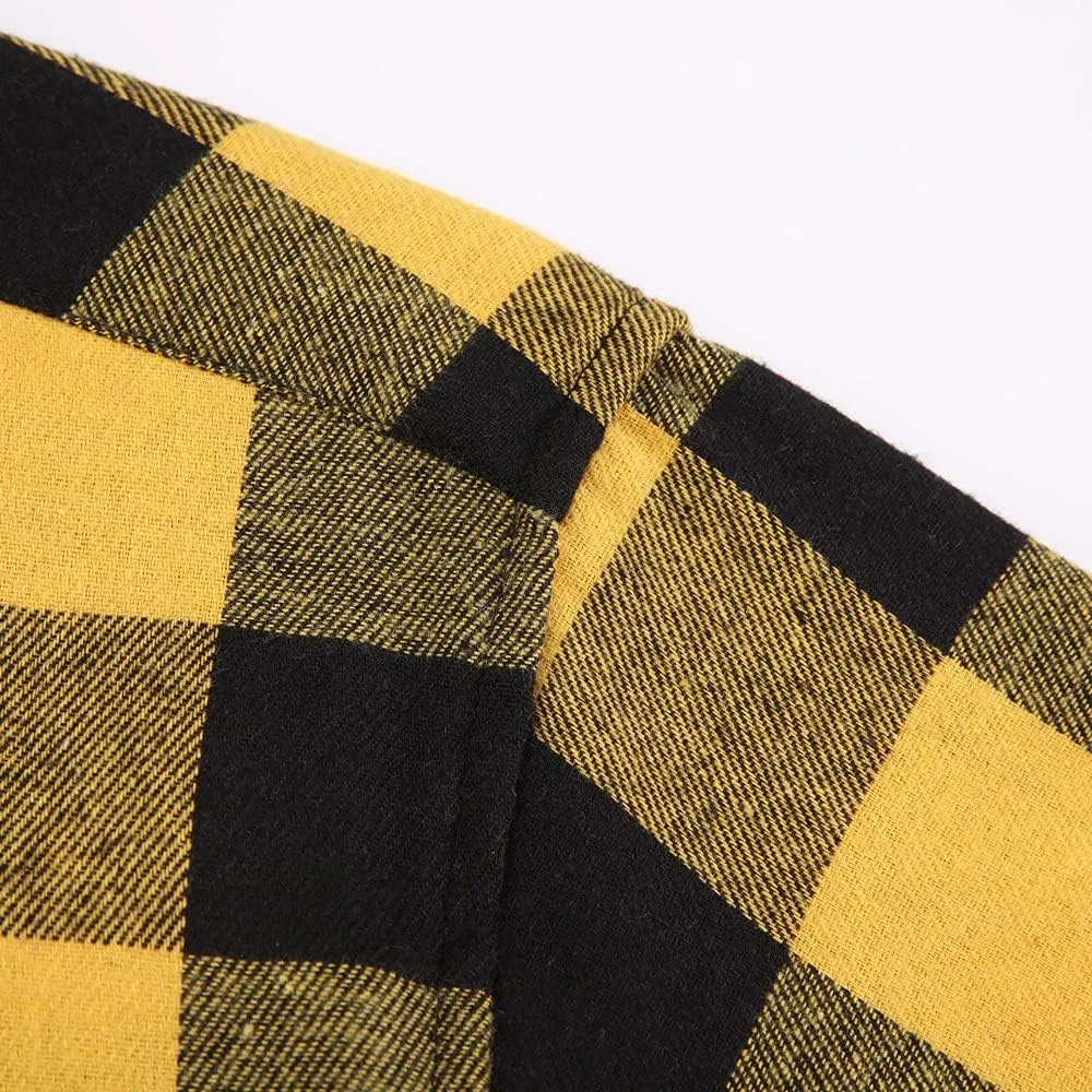 Flannel Plaid Shirt for Men - Regular-Fit Long-Sleeved Casual Button-Down Shirt
