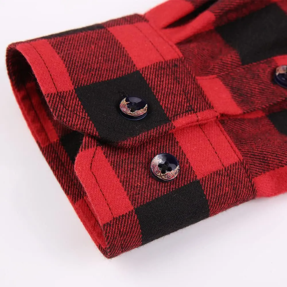 Flannel Plaid Shirt for Men - Regular-Fit Long-Sleeved Casual Button-Down Shirt