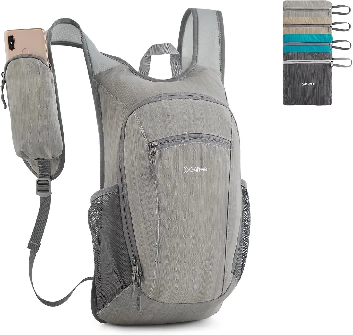G4Free 15L Hiking Daypack Lightweight Travel Backpack Packable Outdoor Casual Foldable Shoulder Bag (Grey)