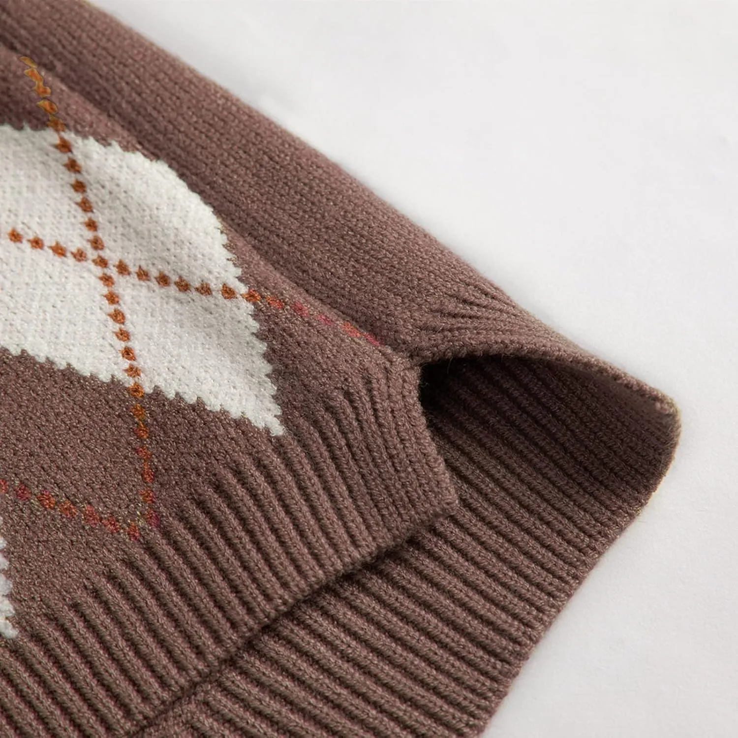 Hyipels Sweater Vest Women,Sleeveless V Neck Argyle Plaid Long Preppy Loose Knitted Casual School Sweaters Tank Top