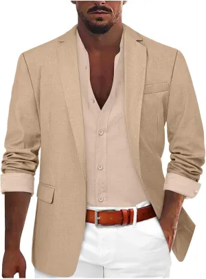 Linen Blazer Men Summer Casual Business Suit Jackets Lightweight Sports Linen Suit Jacket for Men