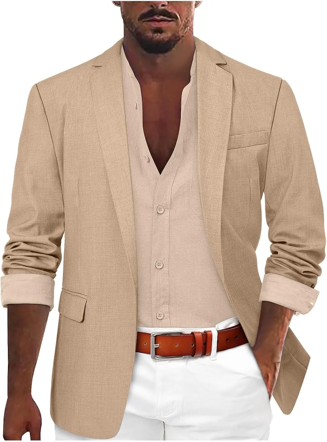 Linen Blazer Men Summer Casual Business Suit Jackets Lightweight Sports Linen Suit Jacket for Men