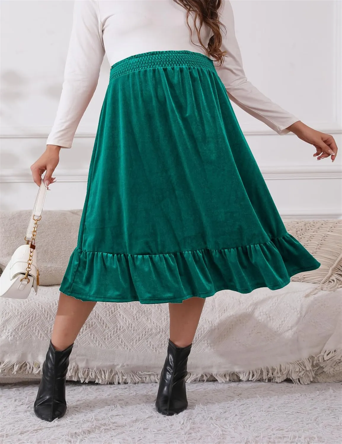 Maternity Skirt Women's High Waist Maternity Skirts Ruffled Tiered Casual A Line Swing Boho Skirts for Women