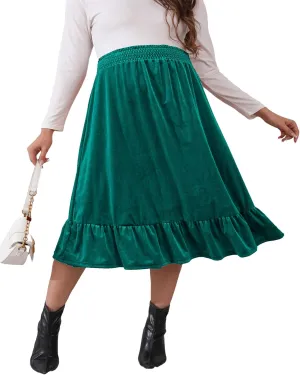 Maternity Skirt Women's High Waist Maternity Skirts Ruffled Tiered Casual A Line Swing Boho Skirts for Women