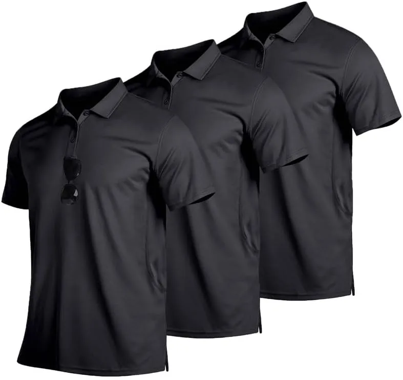 Mens Golf Polo Shirts Short Sleeve Moisture Wicking Performance Tactical Athletic T Shirt Casual Collared Shirt