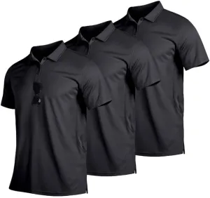 Mens Golf Polo Shirts Short Sleeve Moisture Wicking Performance Tactical Athletic T Shirt Casual Collared Shirt