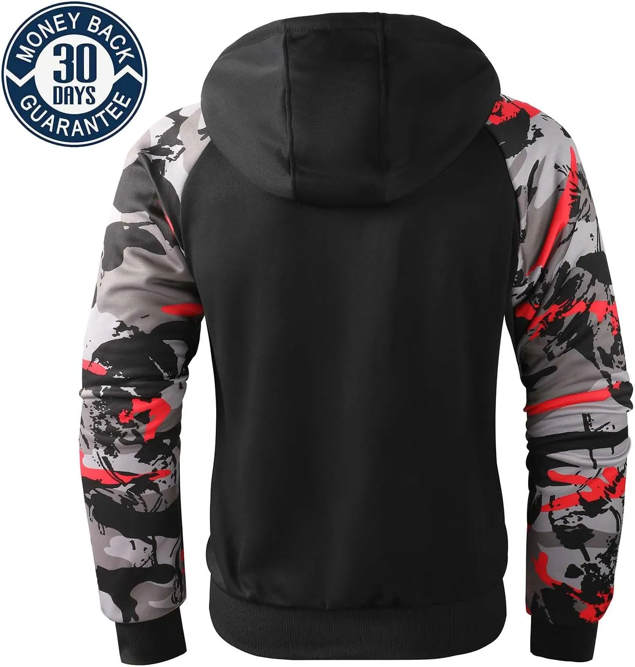 Men's Zip Up Color Block Hoodie Fleece Gym Workout zippered Sweatshirt Fashion Long Sleeve Hooded WIth Pocket
