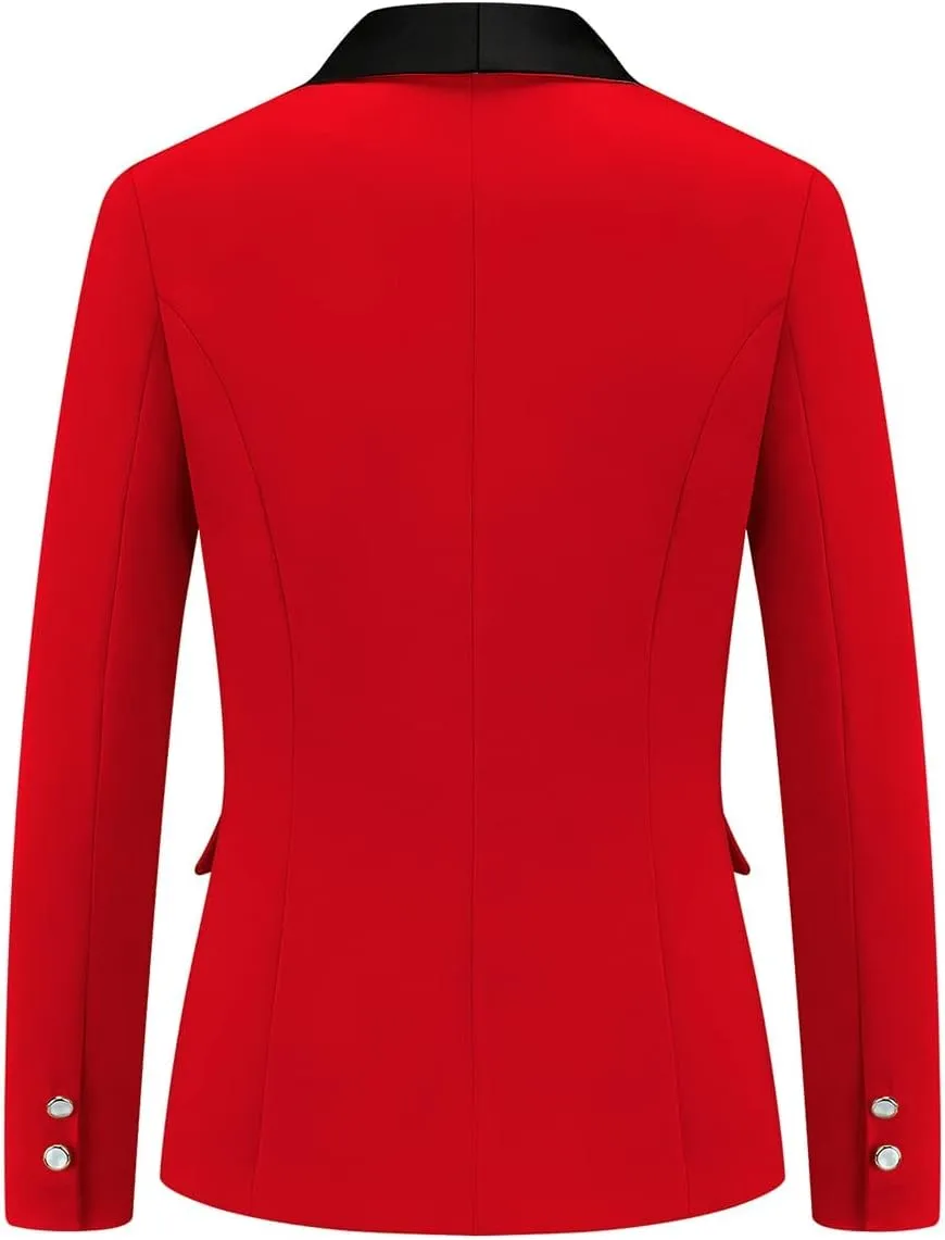 MODFUL Women's 2 Piece Business Suit Set One Button Solid Color Blazer Trouser Suit