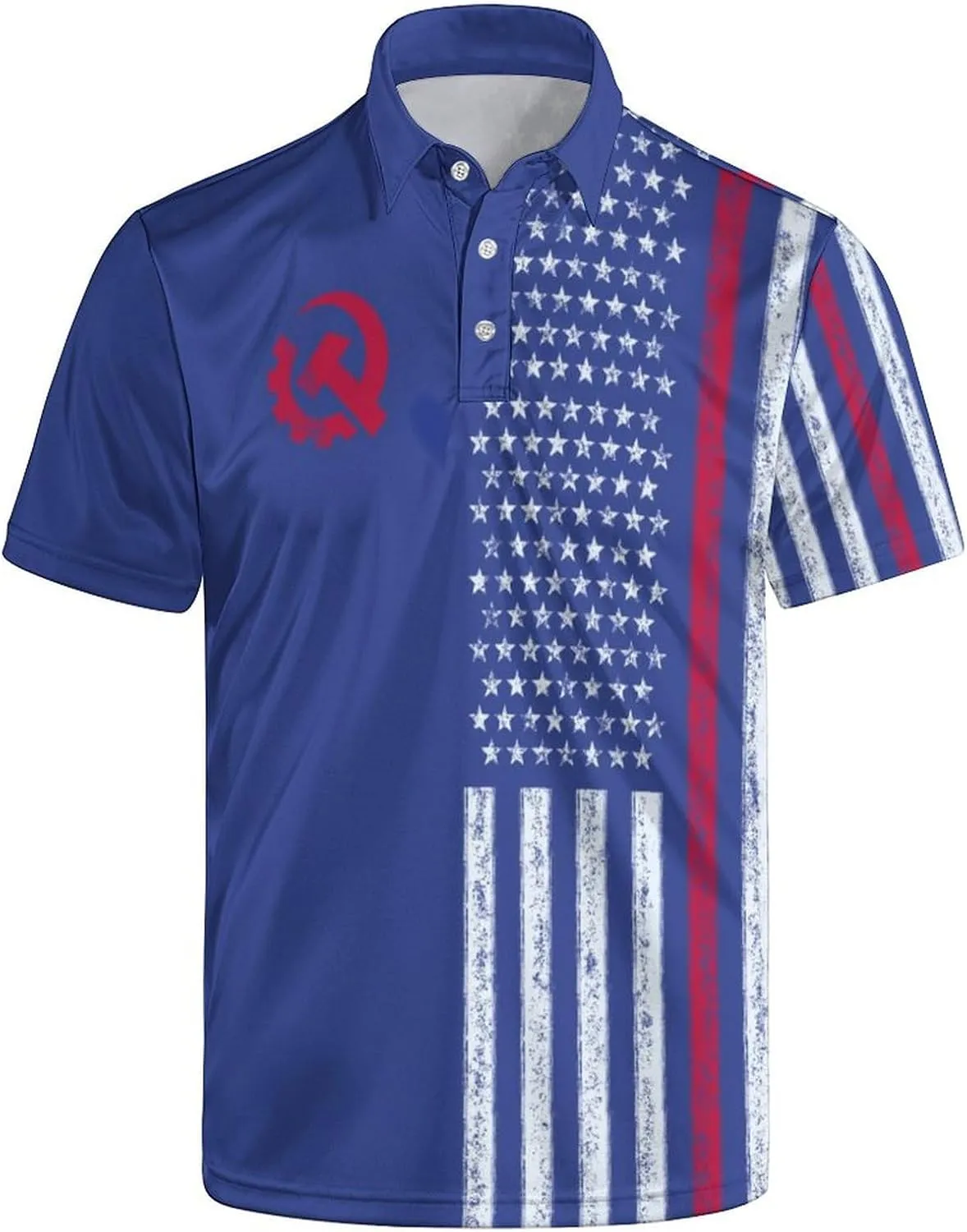 Polo Shirts for Men Moisture Wicking Fun Printed Short Sleeve Performance Mens Golf Shirts Quick Dry