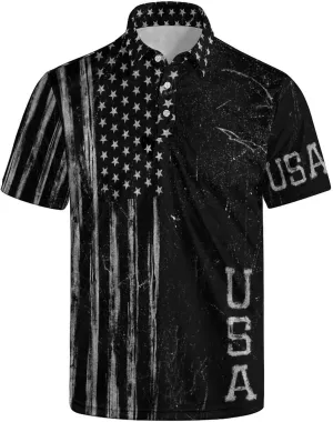 Polo Shirts for Men Moisture Wicking Fun Printed Short Sleeve Performance Mens Golf Shirts Quick Dry