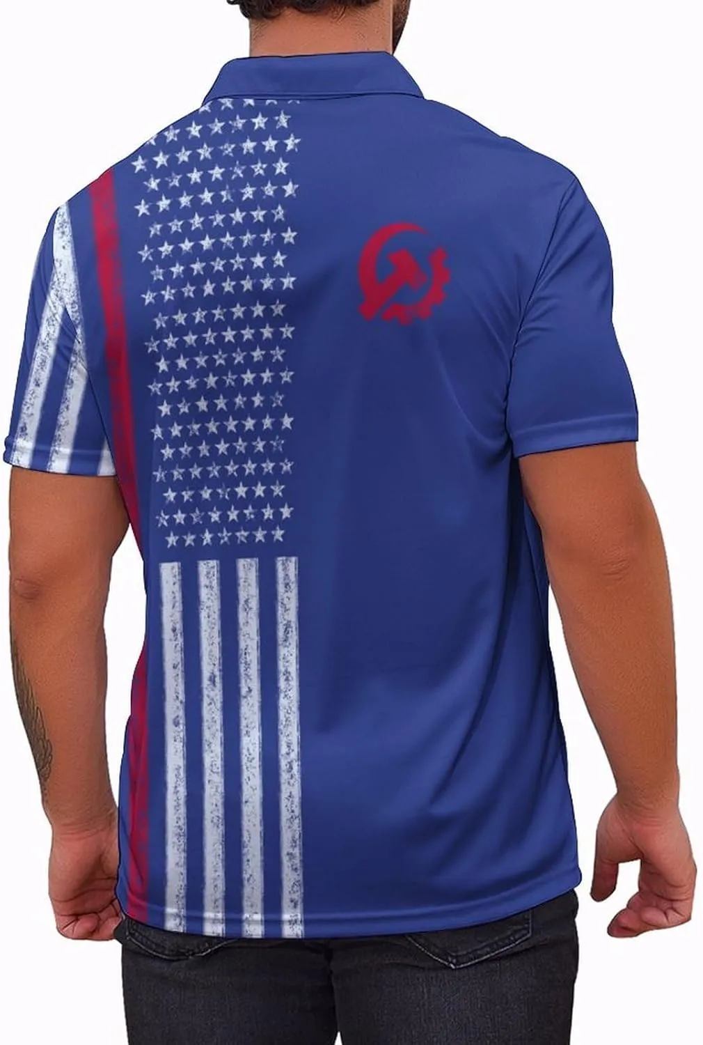 Polo Shirts for Men Moisture Wicking Fun Printed Short Sleeve Performance Mens Golf Shirts Quick Dry