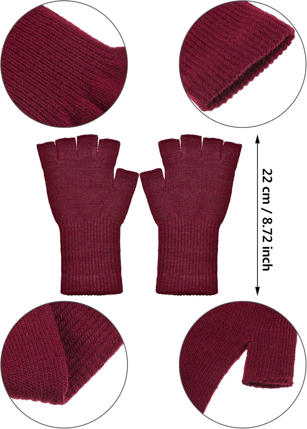 SATINIOR Winter Fingerless Gloves for Women Half Finger Typing Gloves with Long Wrist Cuff Knit Fingerless Mittens for Women