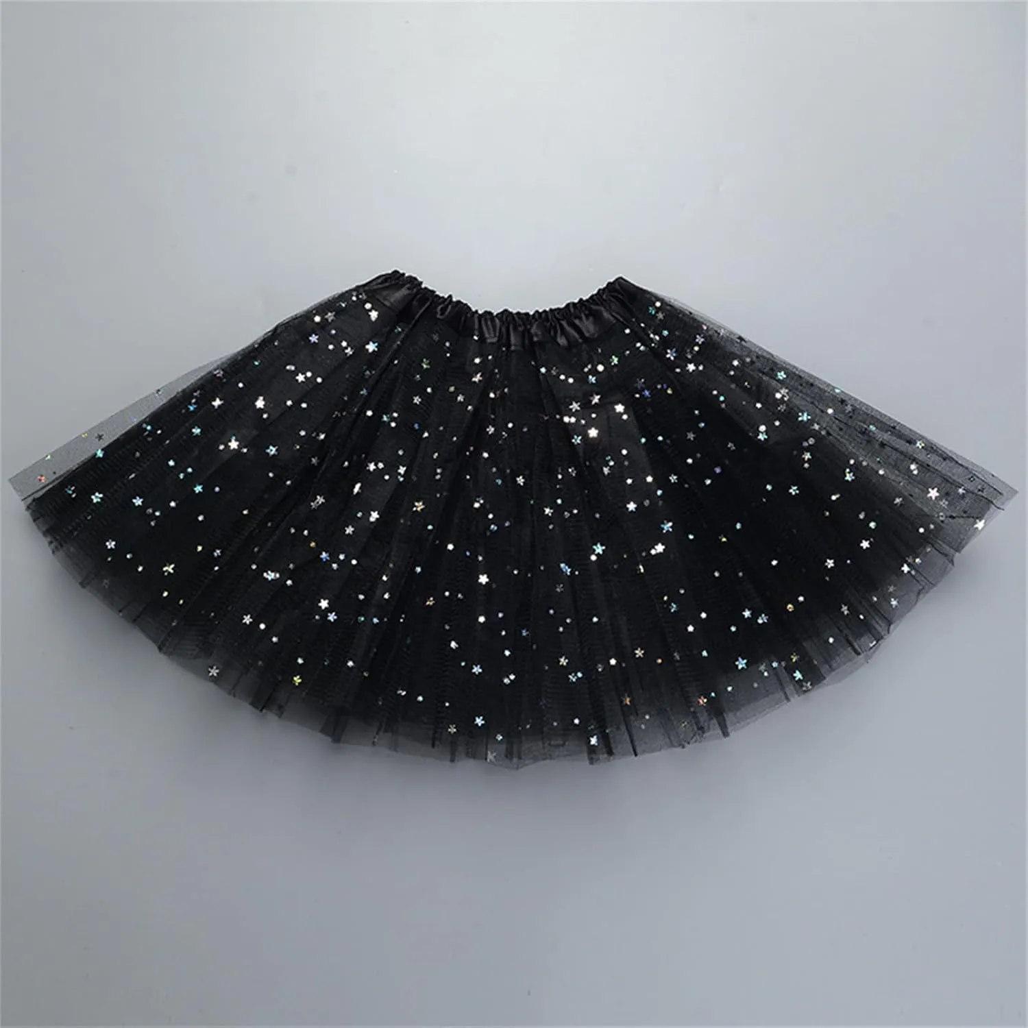 Sparkle Tutu Skirts for Women Fashion Lightweight Layered Dance Mini Skirt Elegant Princess Solid Color Ballet Skirt