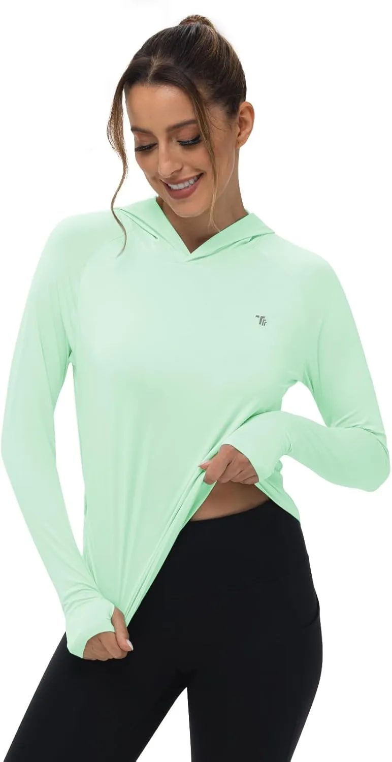 TBMPOY Womens UPF 50  Sun Protection Hoodie Shirt Long Sleeve Fishing Hiking Outdoor UV Shirt Lightweight