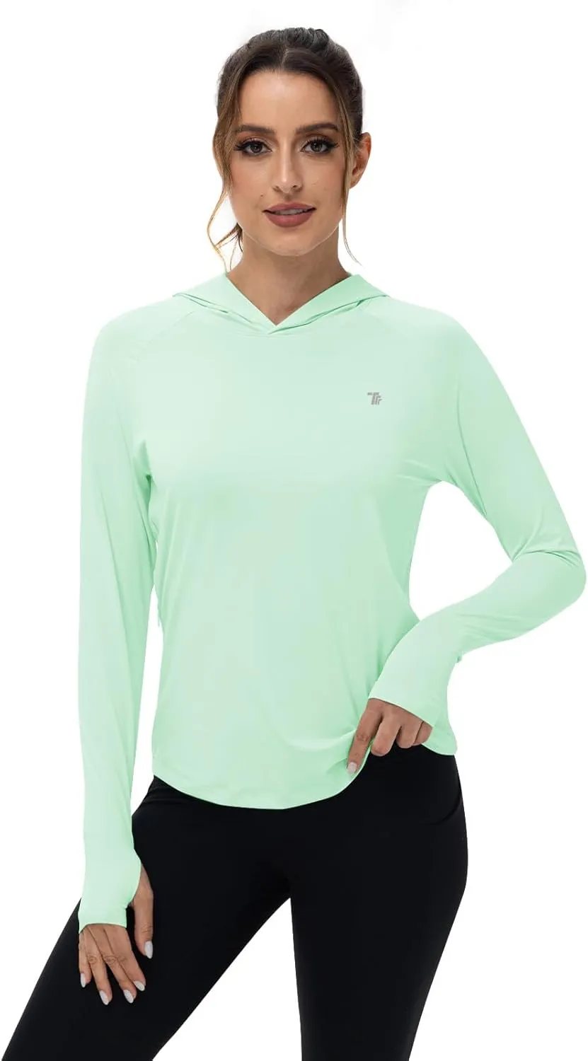TBMPOY Womens UPF 50  Sun Protection Hoodie Shirt Long Sleeve Fishing Hiking Outdoor UV Shirt Lightweight