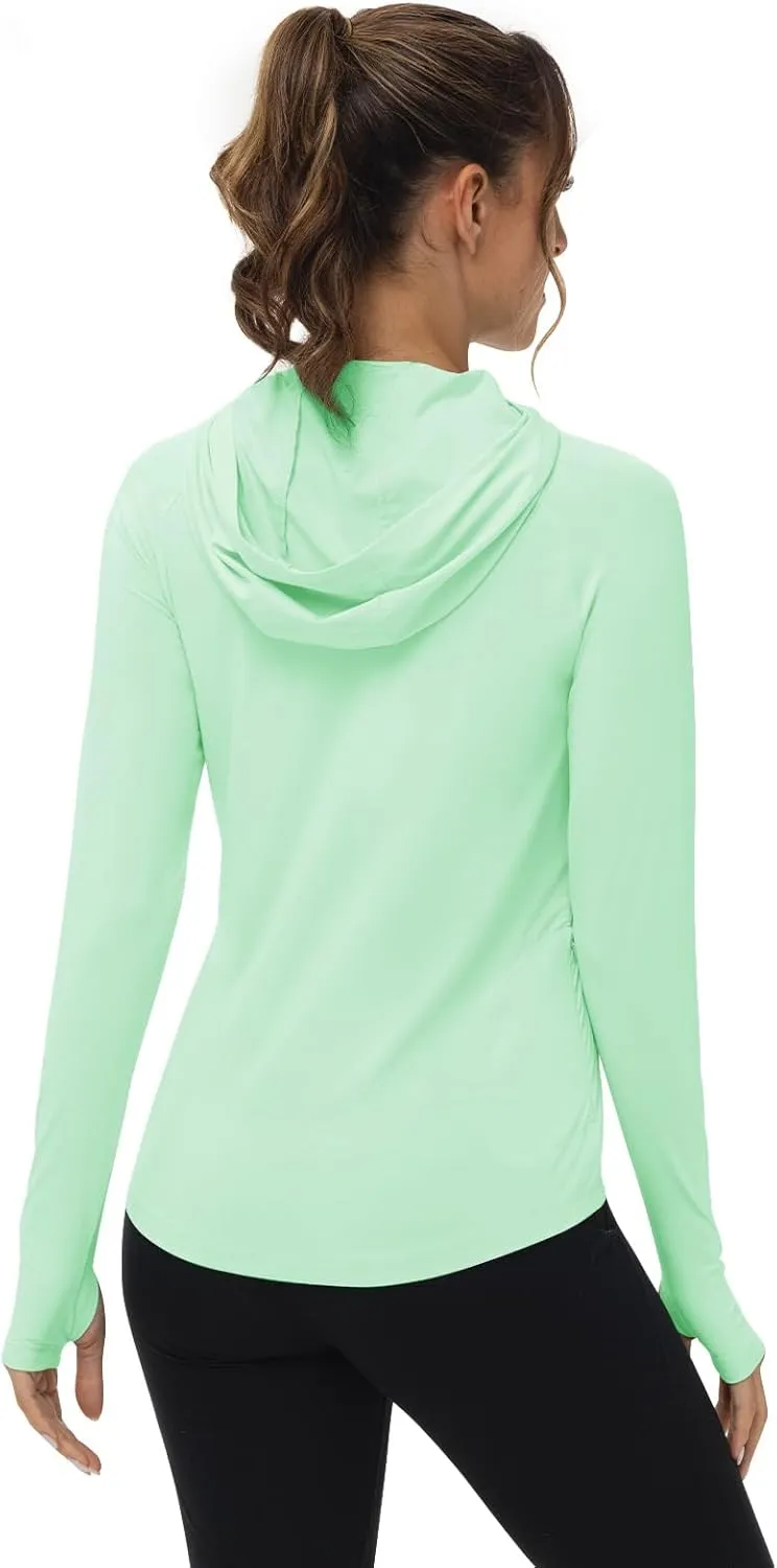 TBMPOY Womens UPF 50  Sun Protection Hoodie Shirt Long Sleeve Fishing Hiking Outdoor UV Shirt Lightweight