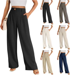 Wide Leg Dress Pants for Women High Waisted Lounge Pant Business Casual Trousers Flowy Palazzo Pants with Pocket