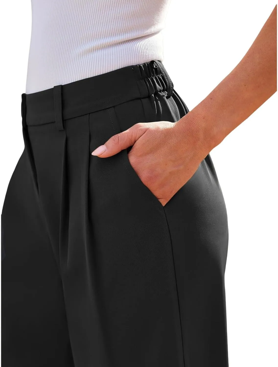 Wide Leg Dress Pants for Women High Waisted Lounge Pant Business Casual Trousers Flowy Palazzo Pants with Pocket
