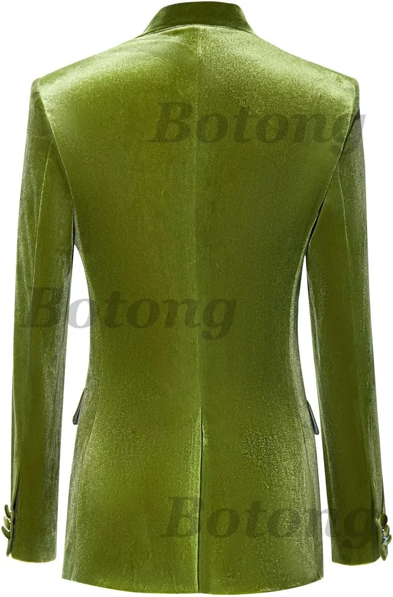 Womens Velvet Pant Suit 2 PC Double Breasted Prom Suit Peak Lapel Office Work Suit Formal Suit